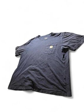 Carhartt Navy Short Sleeve Pocket Tee with Logo Patch